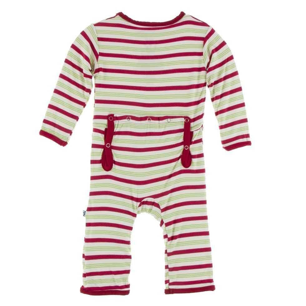 Print Bamboo Coverall with Zipper - Candy Cane Stripe - Image 2