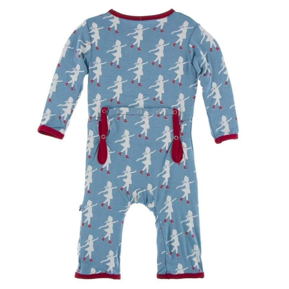 Print Bamboo Coverall with Zipper - Blue Moon Ice Skater - Image 2
