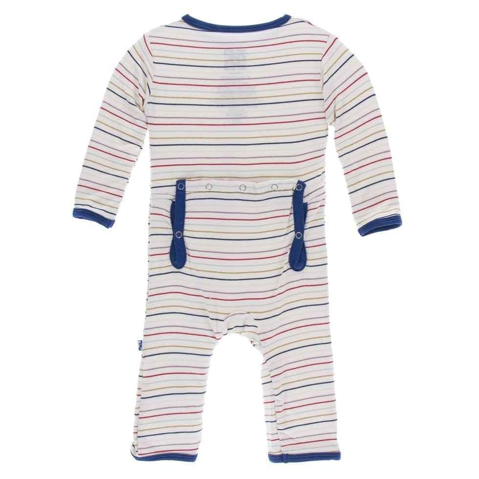 Print Bamboo Coverall with Zipper - Everyday Heroes Multi Stripe - Image 2