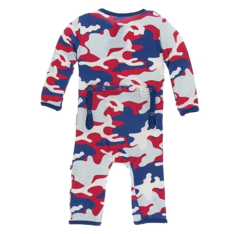 Print Bamboo Coverall with Zipper - Flag Red Military - Image 2