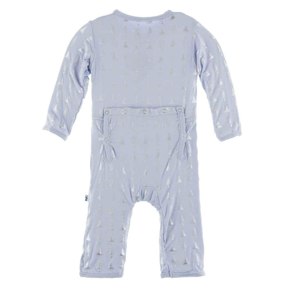 Print Bamboo Coverall with Zipper - Frost Silver Trees - Image 2