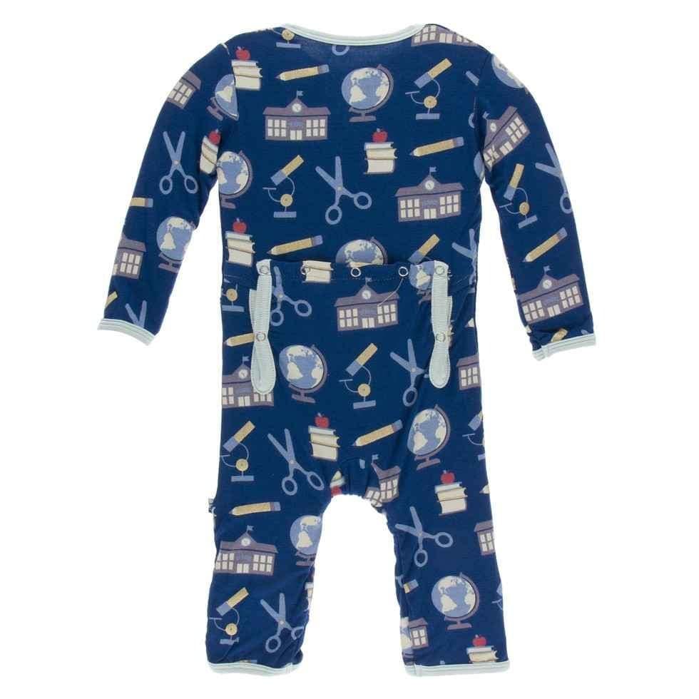 Print Bamboo Coverall with Zipper - Navy Education - Image 2