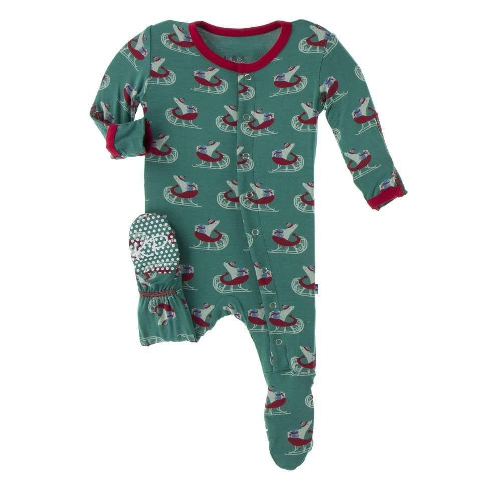 Print Bamboo Footie with Snaps - Ivy Sled - Image 2