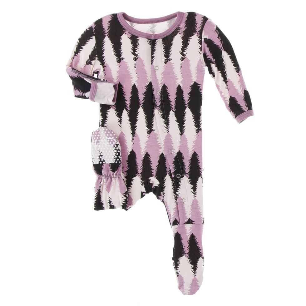 Print Bamboo Footie with Snaps - Midnight Forestry