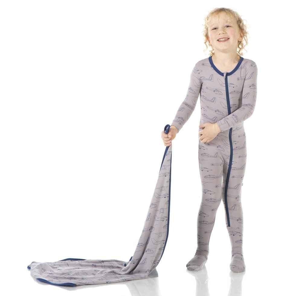 Print Bamboo Footie with Zipper - Feather Heroes in the Air - Image 2