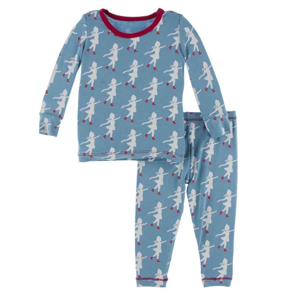 Bamboo Long Sleeve Pajama Set, Blue Moon Ice Skater