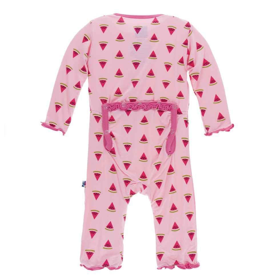 Print Muffin Ruffle Coverall snap - Lotus Watermelon - Image 2