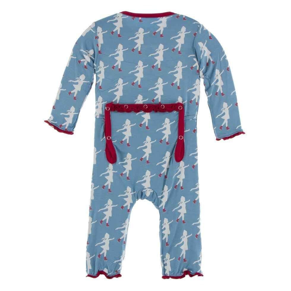 Print Bamboo Muffin Ruffle Coverall with Zipper - Blue Moon Ice Skater - Image 2