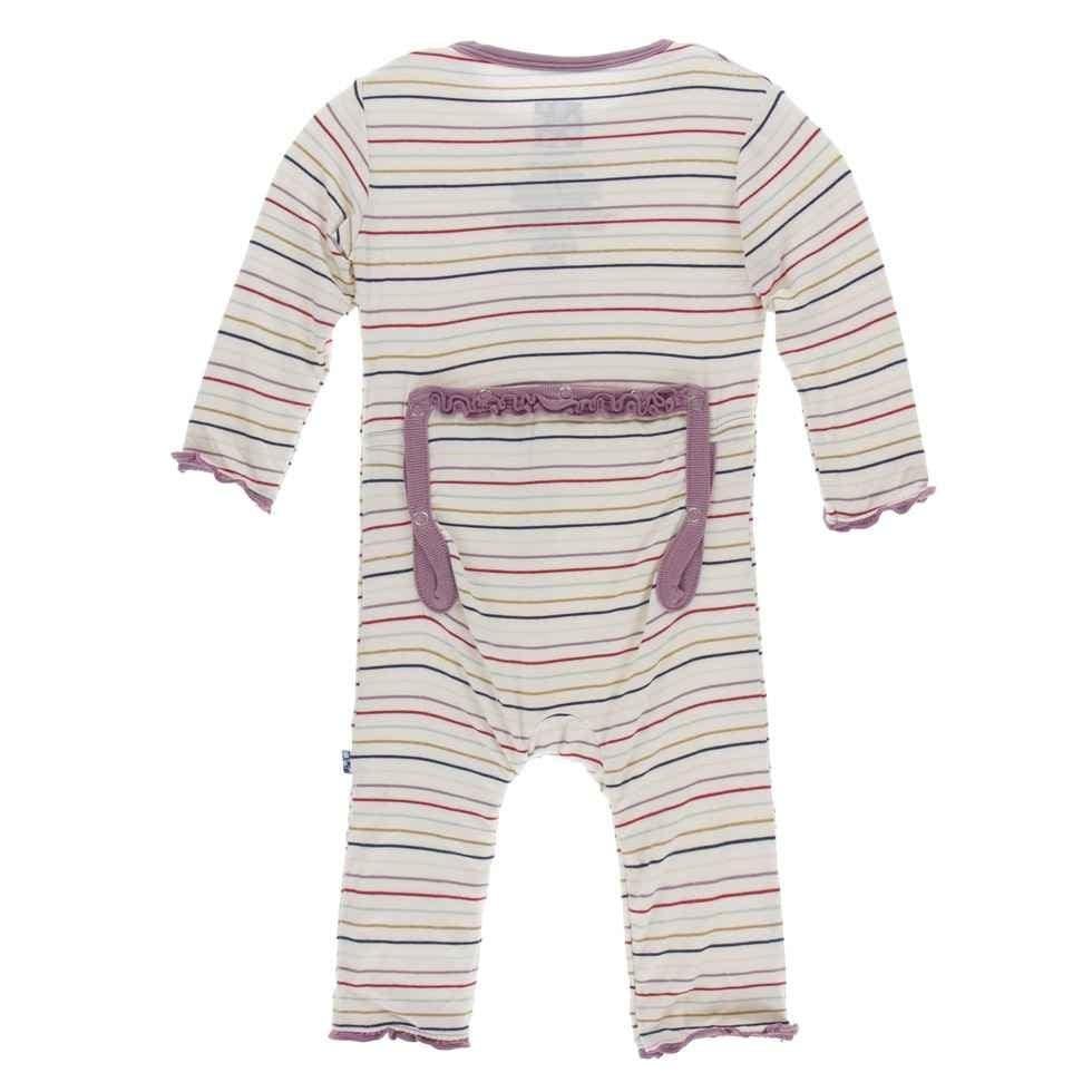 Print Bamboo Muffin Ruffle Coverall with Zipper - Everyday Heroes Multi Stripe - Image 2