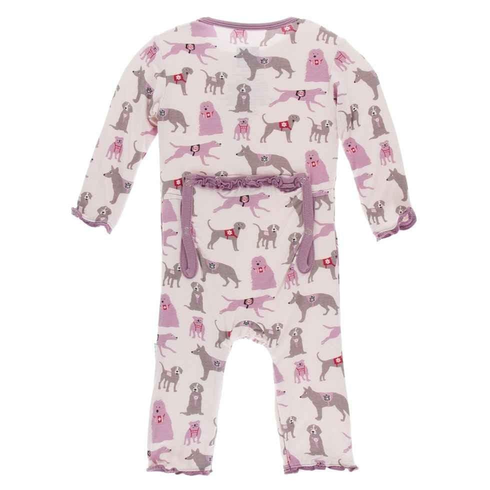 Print Bamboo Muffin Ruffle Coverall with Zipper - Macaroon Canine First Responders - Image 2