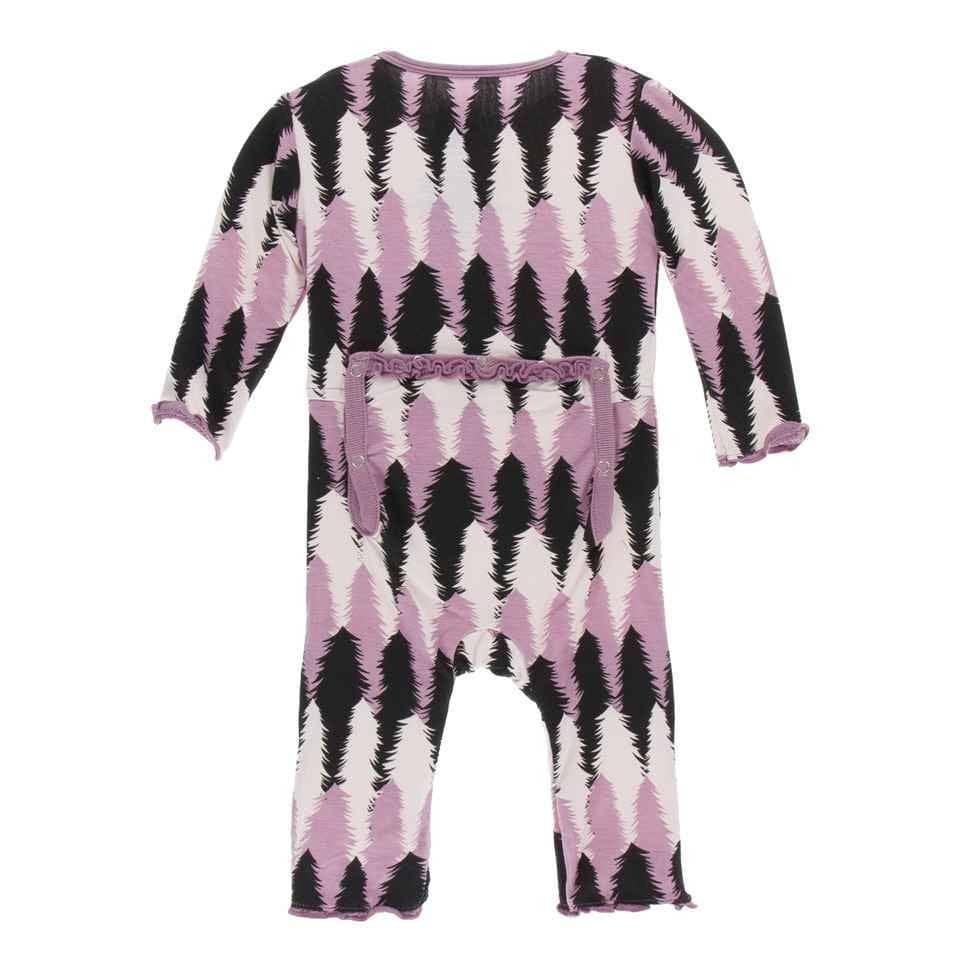 Print Bamboo Muffin Ruffle Coverall with Zipper - Midnight Forestry - Image 2