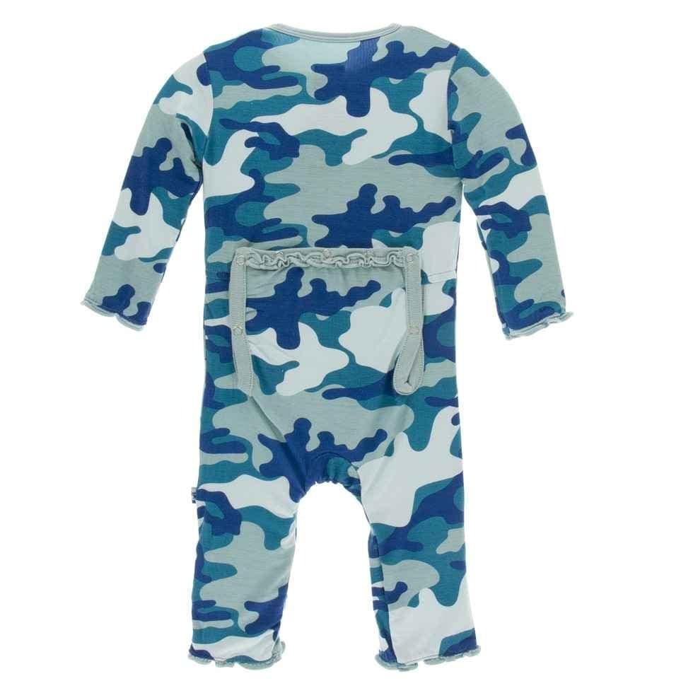 Print Bamboo Muffin Ruffle Coverall with Zipper - Oasis Military - Image 2