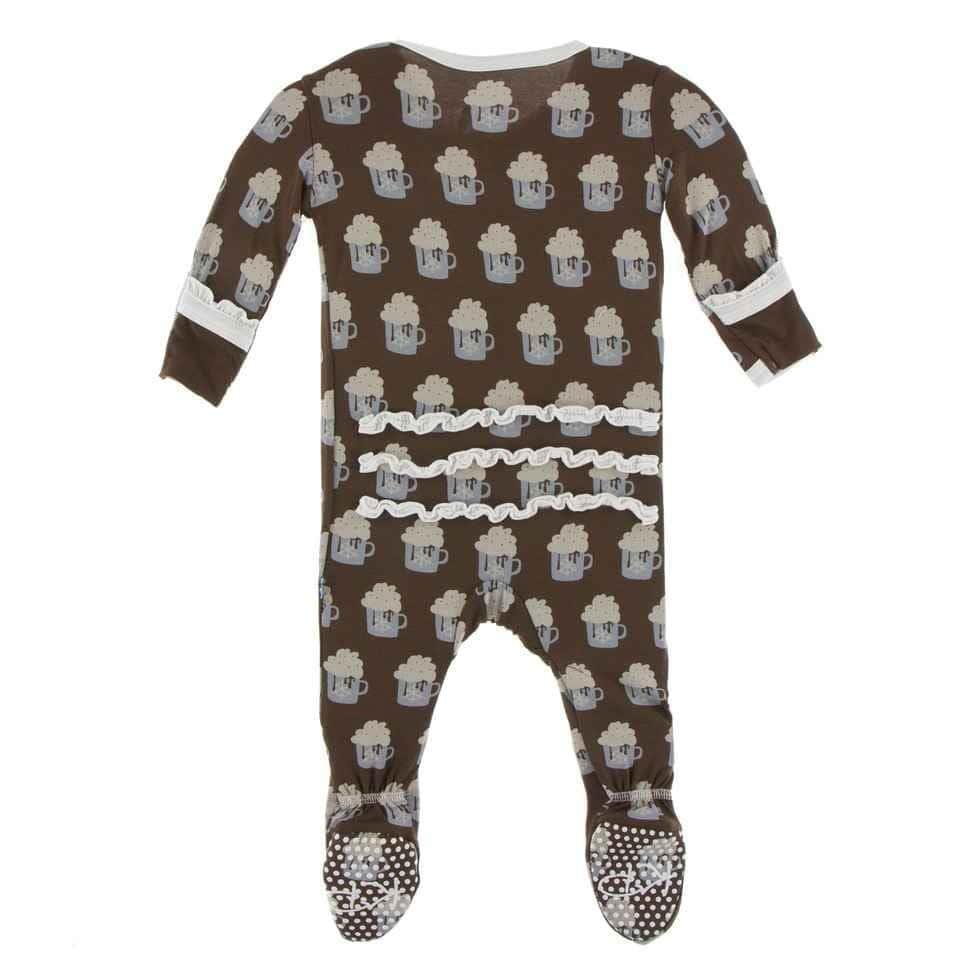 Print Bamboo Muffin Ruffle Footie with Snaps - Hot Cocoa - Image 2