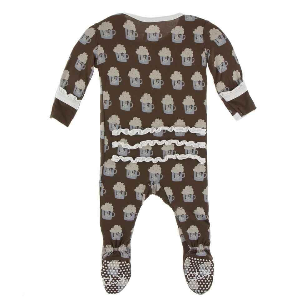 Print Bamboo Muffin Ruffle Footie with Zipper - Hot Cocoa - Image 2