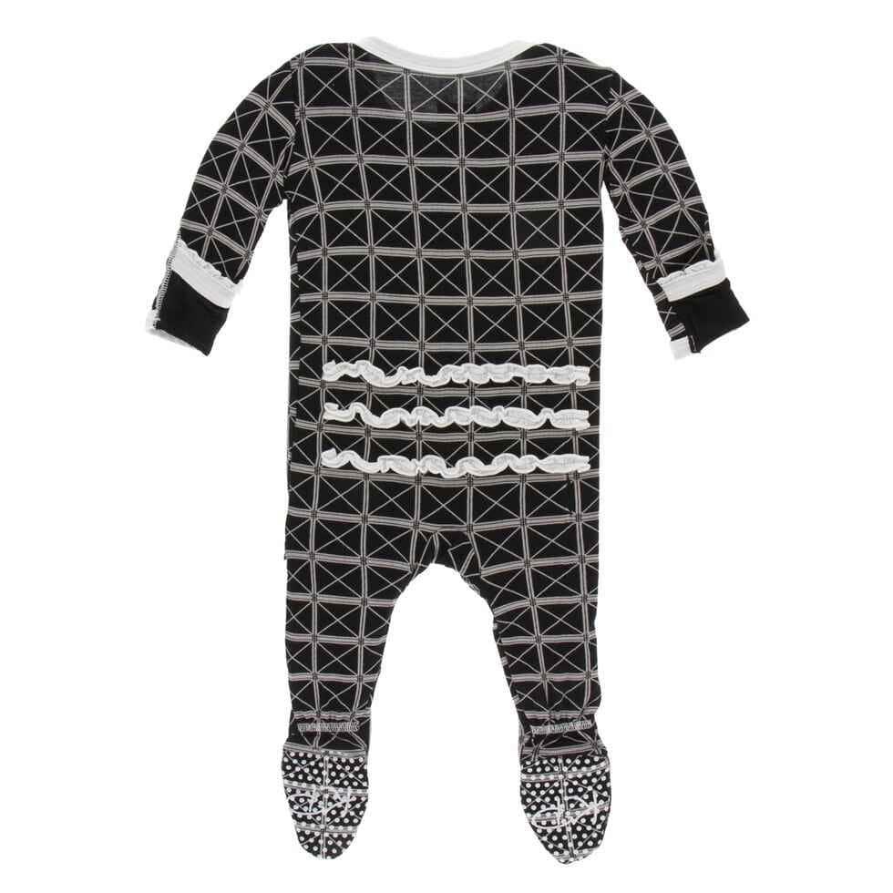 Print Bamboo Muffin Ruffle Footie with Zipper - Midnight Infrastructure - Image 2