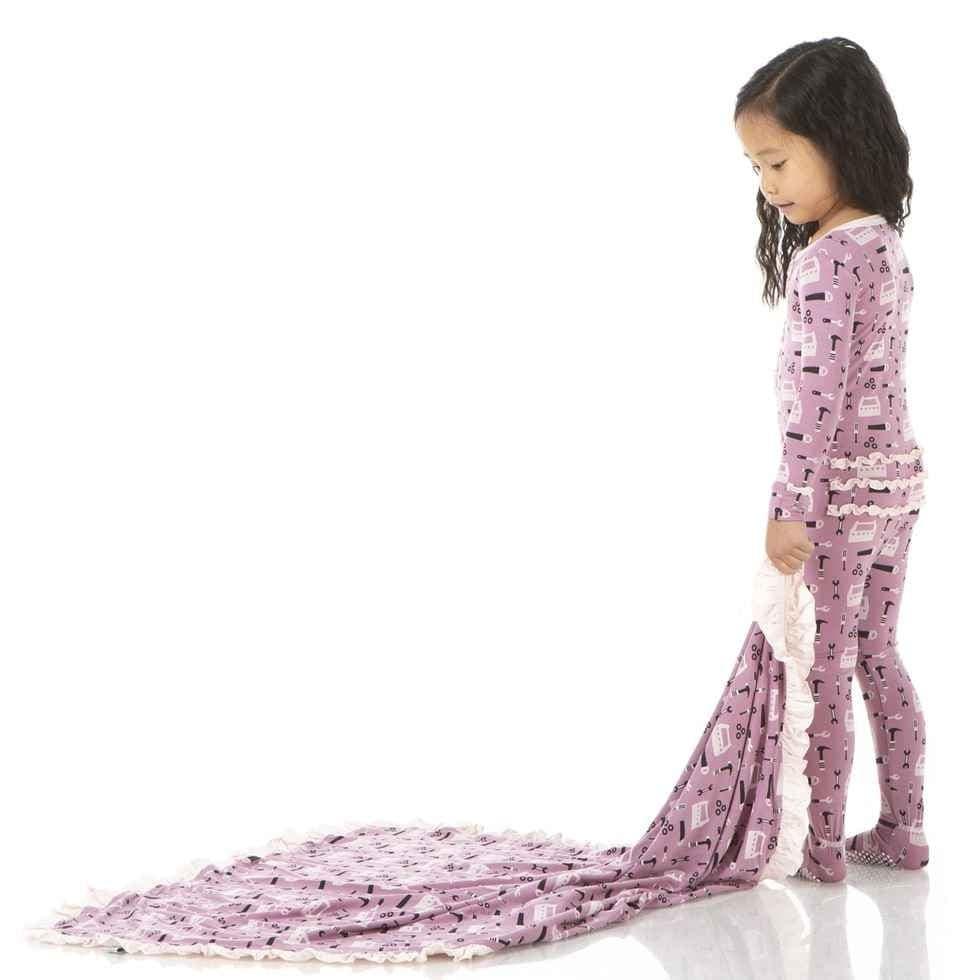 Print Bamboo Muffin Ruffle Footie with Zipper - Pegasus Construction - Image 4