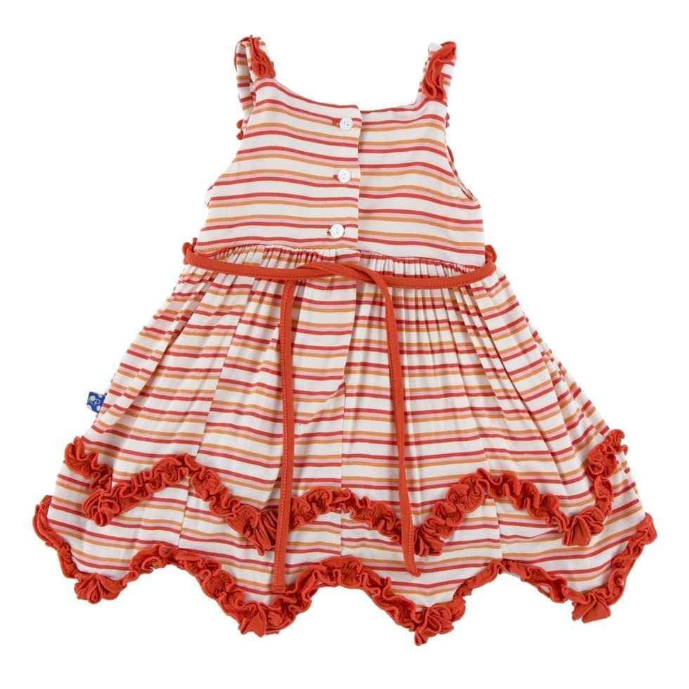 Print Bamboo Ruffle Dress Romper Girl Fresh Water Stripe - Image 2