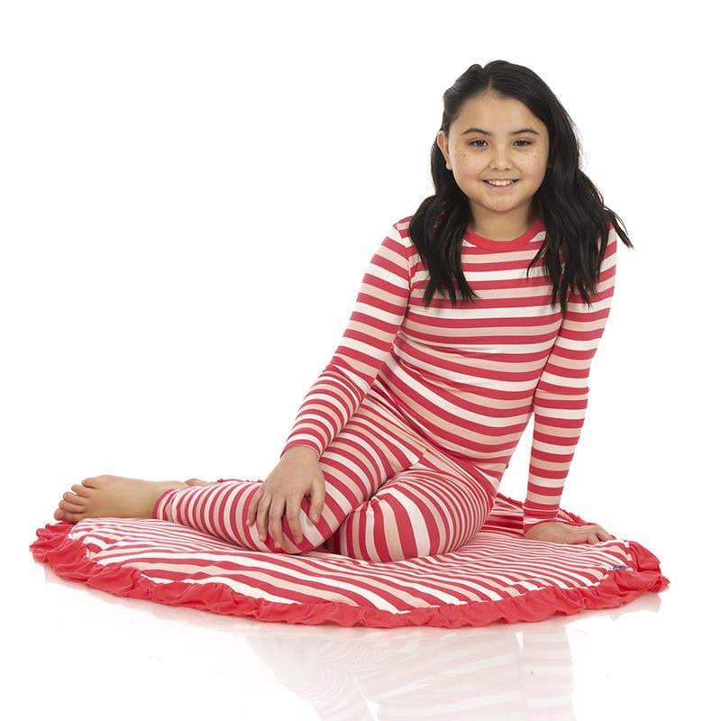 Print Bamboo Sherpa-Lined Ruffle Fluffle Playmat - Hopscotch Stripe - One Size - Image 2