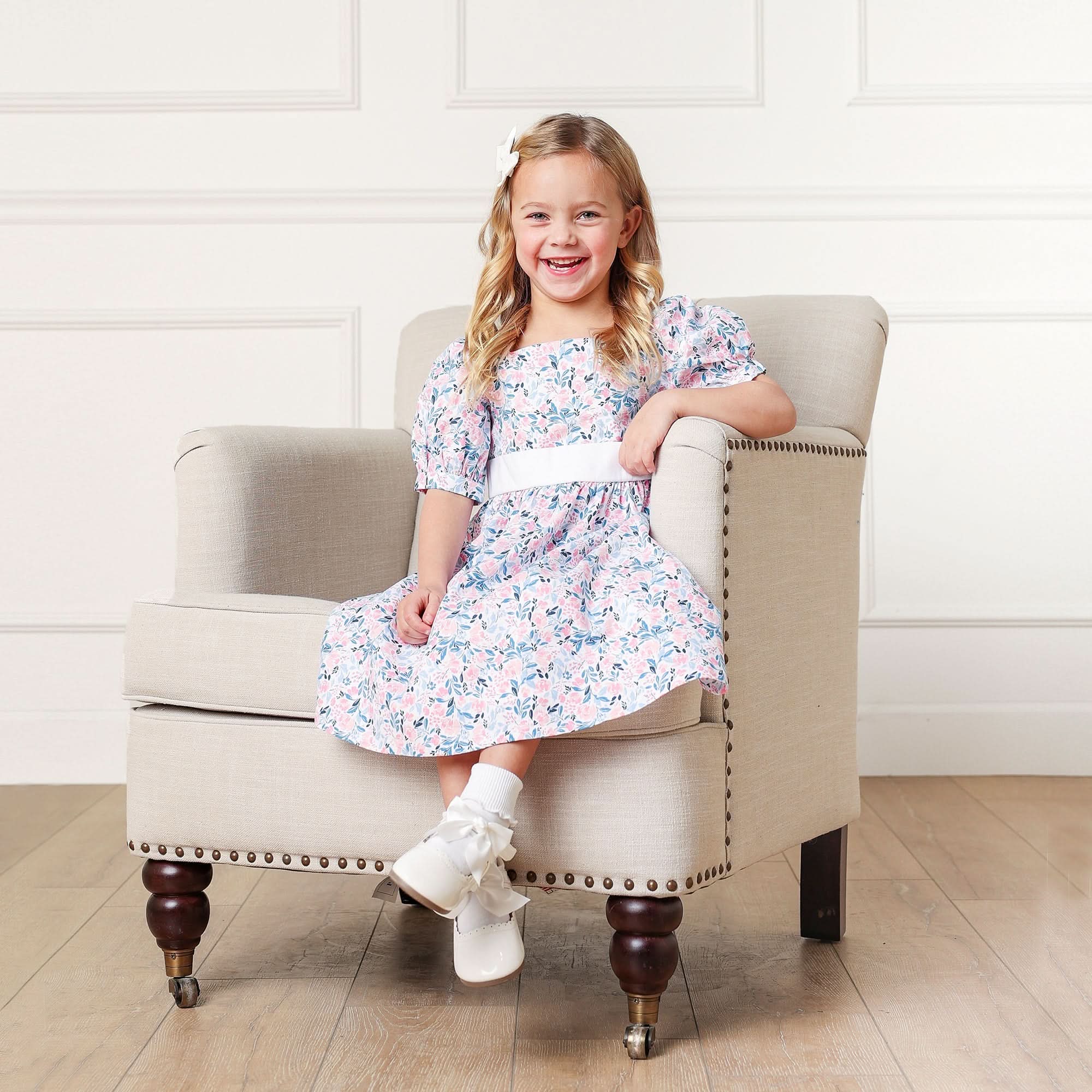 Puff Sleeve Party Dress - English Floral - Image 6