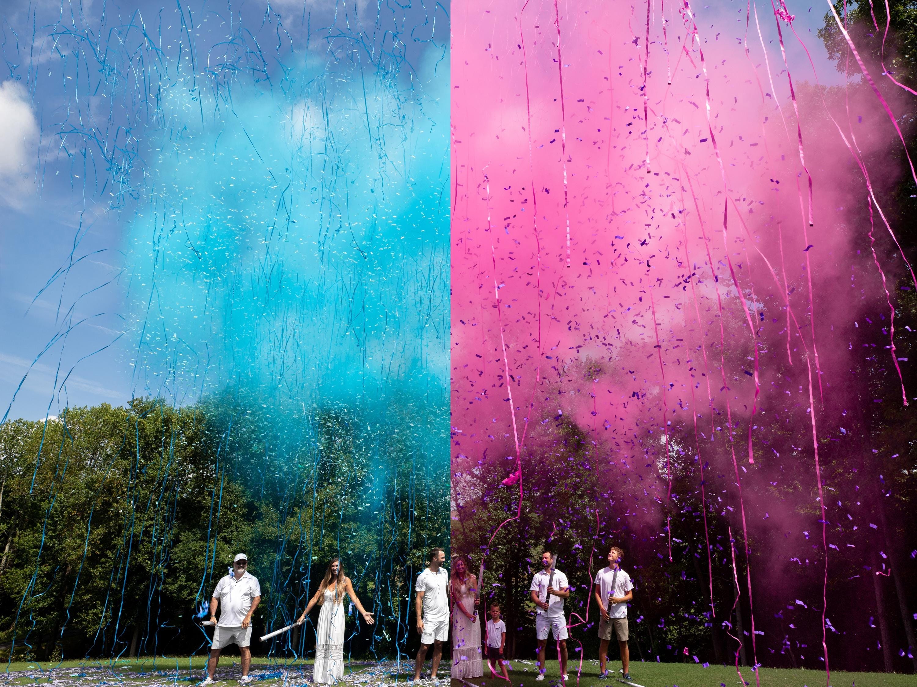 32" Push-Button Gender Reveal Popper – Assorted Pink & Blue Colors, Unique Confetti Powder Streamer Mix for Stunning Gender Reveal Ideas - Image 10