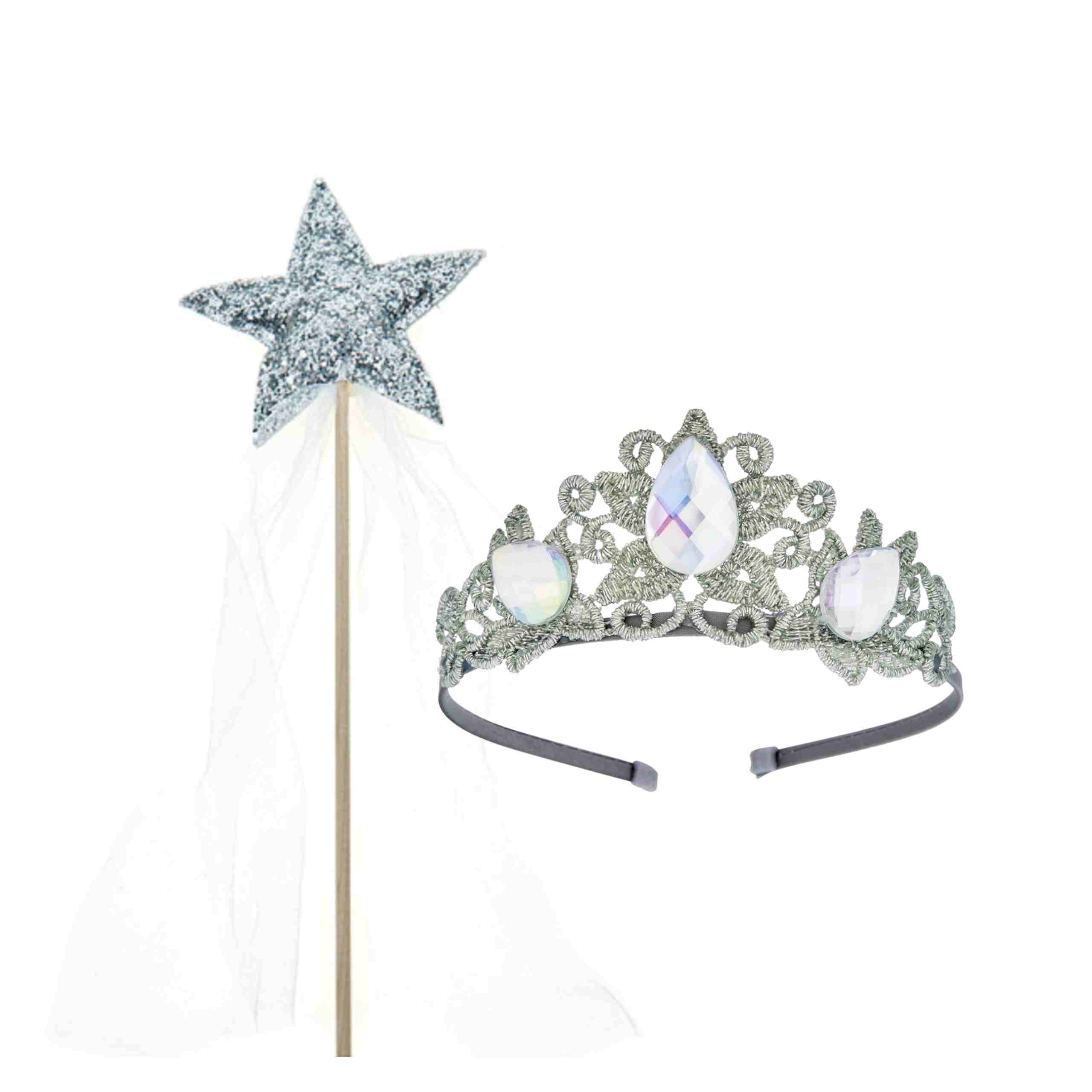 Raven Princess Crown and Wand Set - Silver & Ivory - Image 3