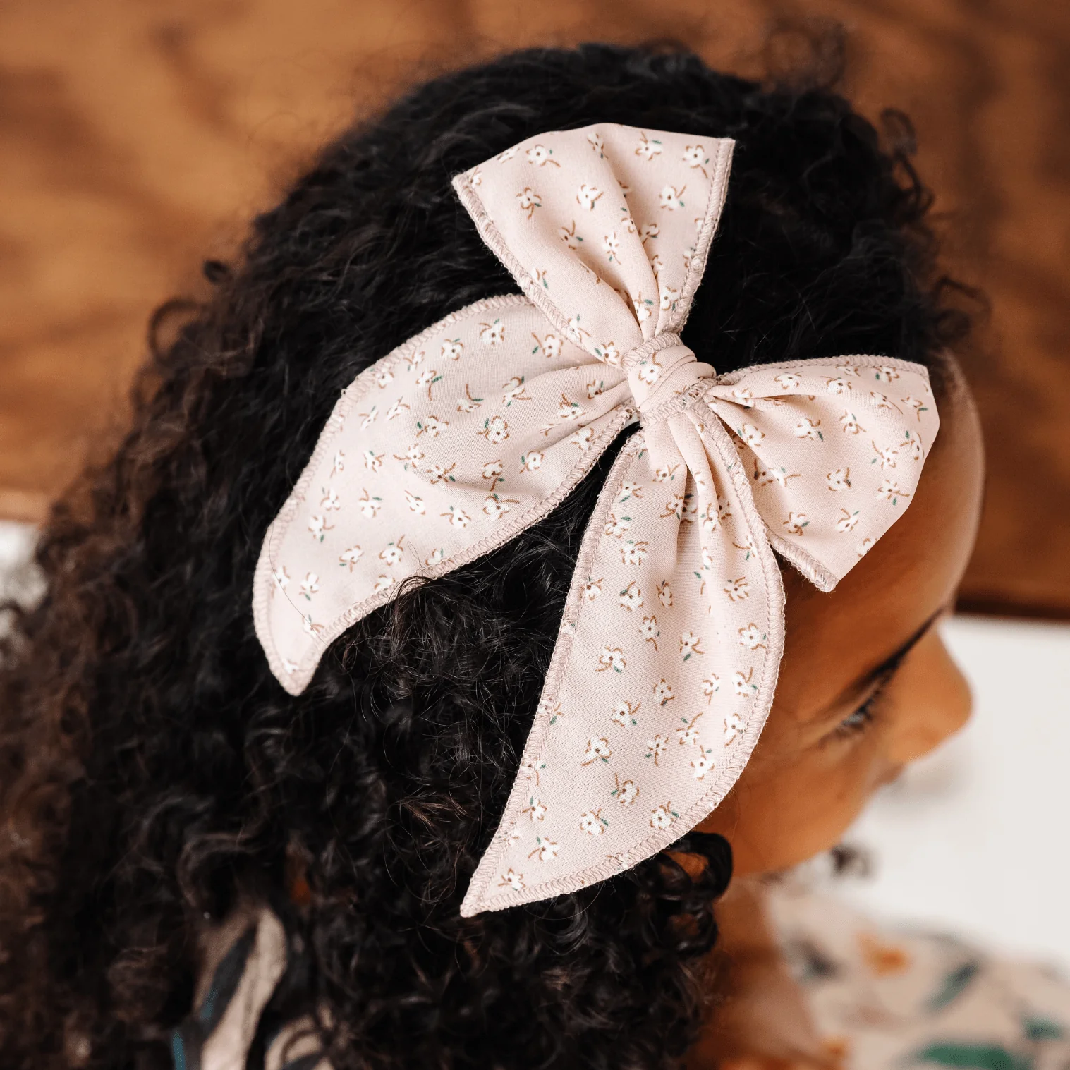 Rosewood Floral Bow Clip - Image 2