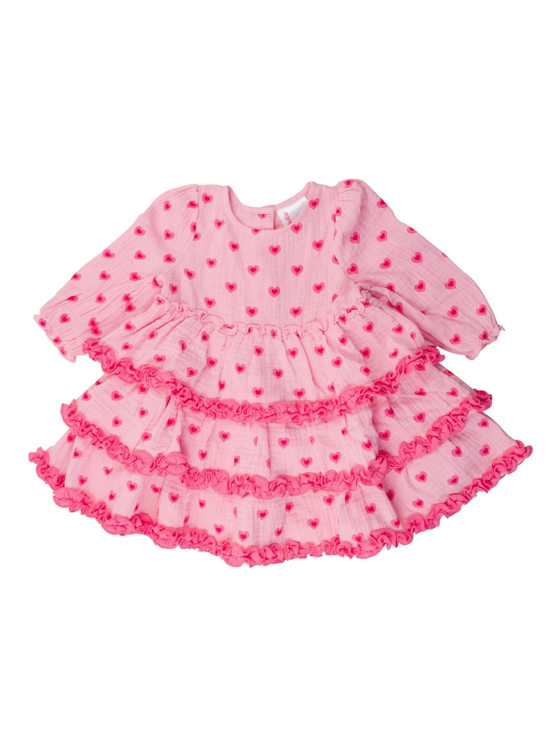 Cotton Gauze Tiered Ruffle Dress - I Heart You - Image 2