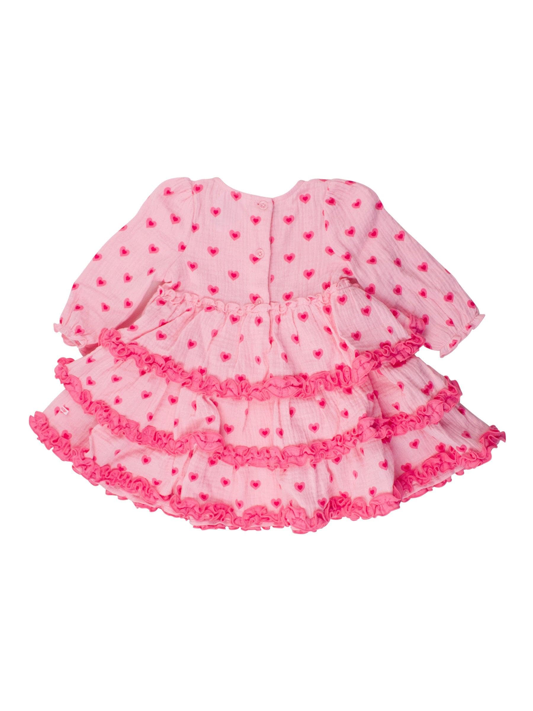 Cotton Gauze Tiered Ruffle Dress - I Heart You - Image 4