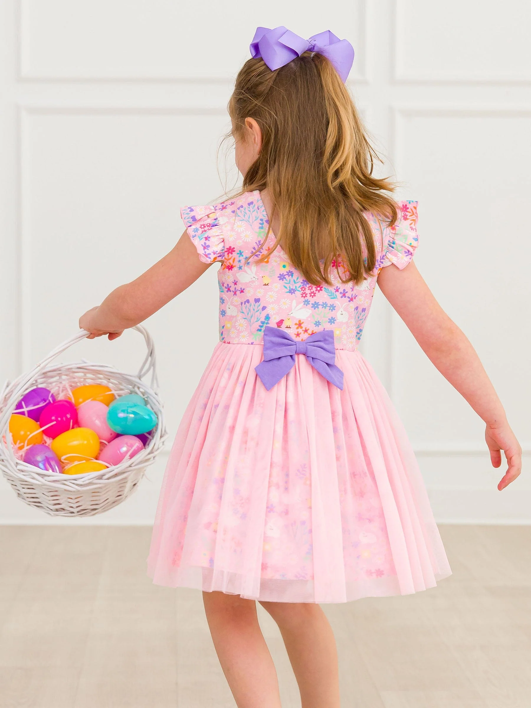 Cotton Flutter Sleeve Tulle Twirl Dress - Bunny and Friends - Image 3