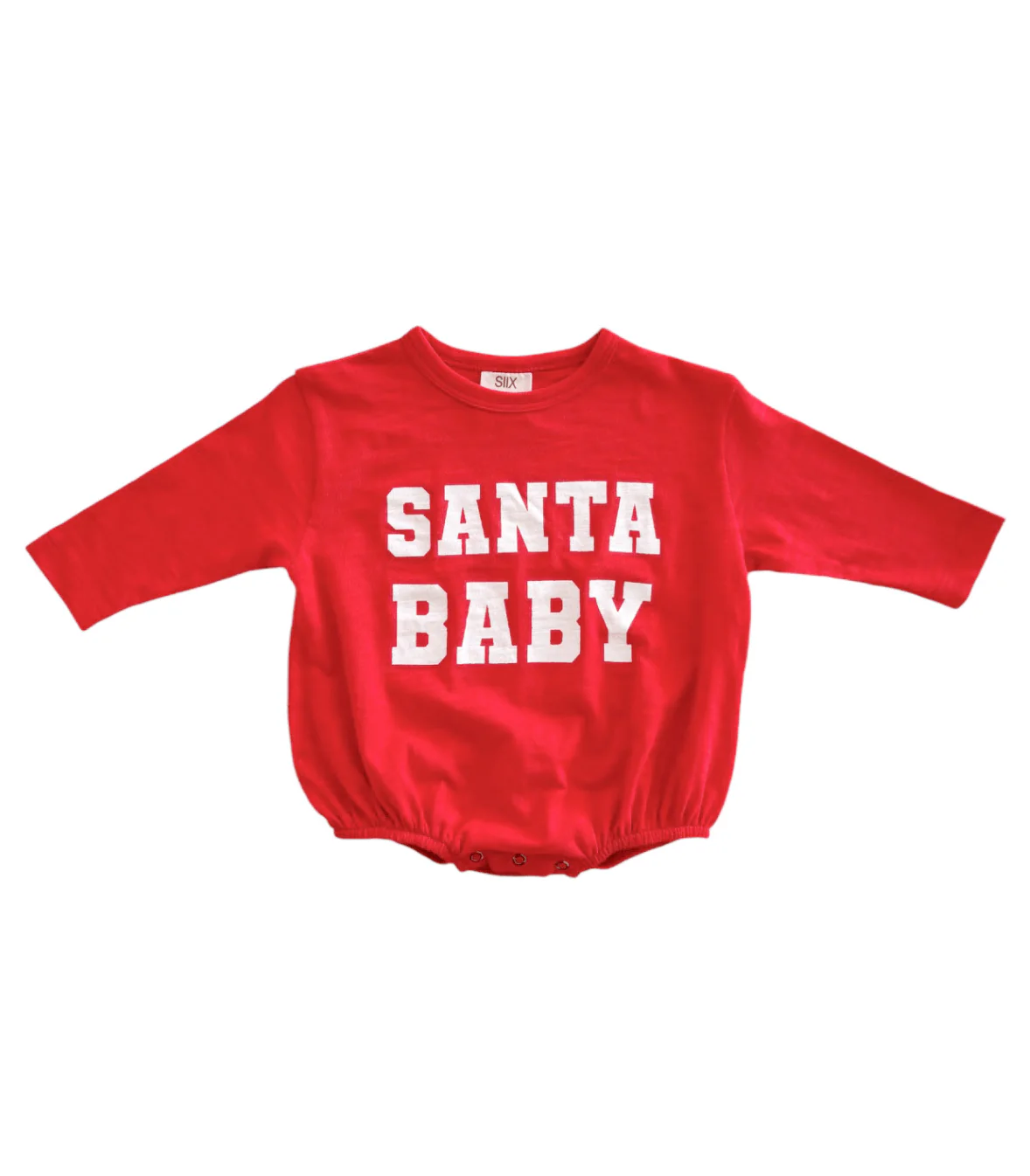 Organic Cotton Long Sleeve Bubble Romper - Santa Baby - Image 2