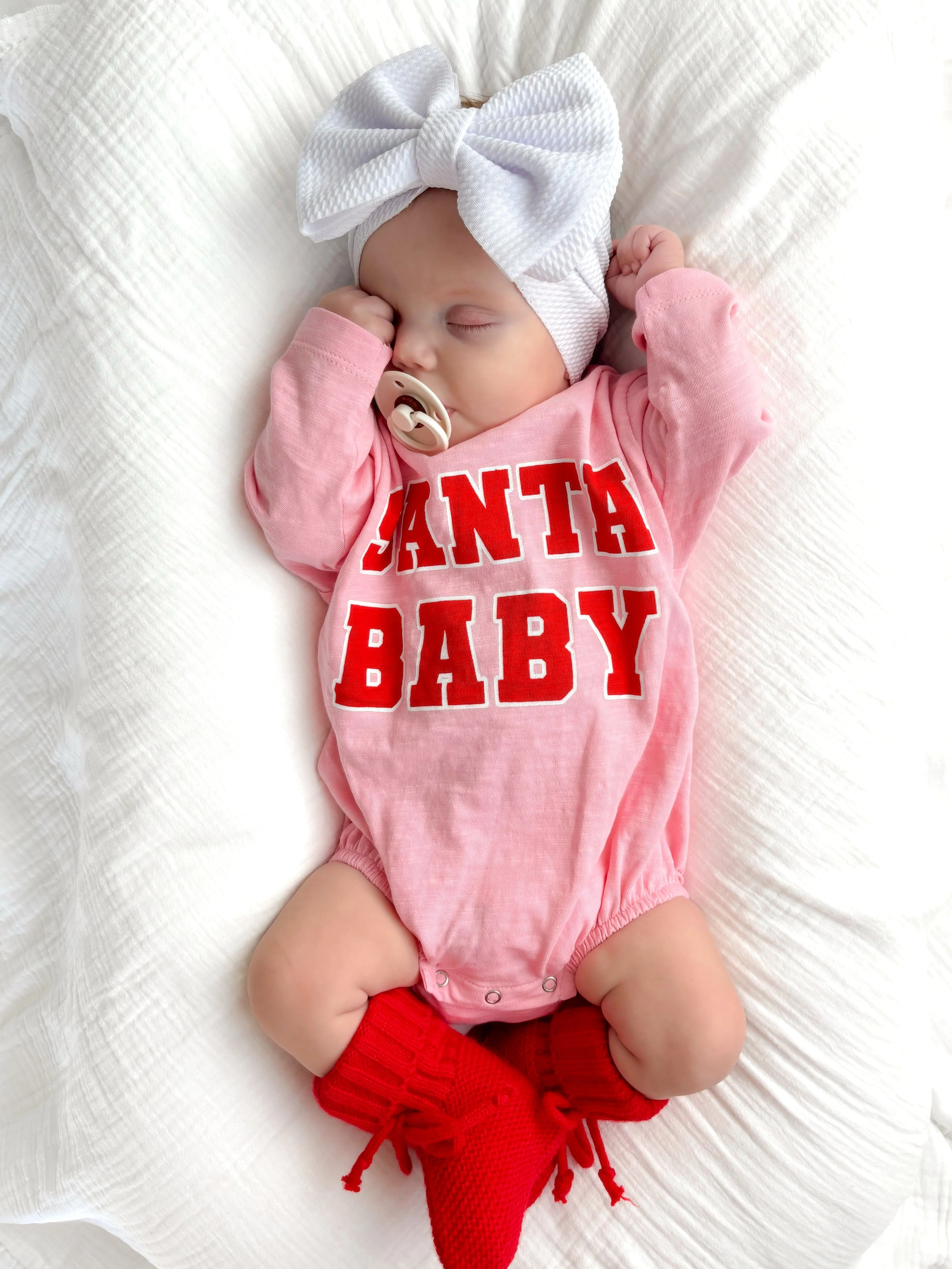 Organic Cotton Long Sleeve Bubble Romper - Santa Baby Pink - Image 2