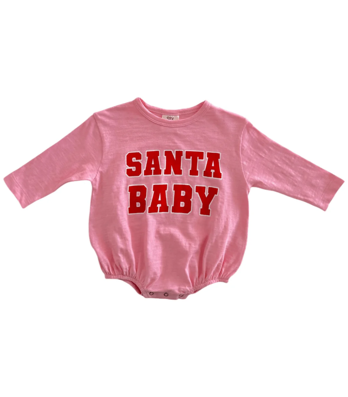 Organic Cotton Long Sleeve Bubble Romper - Santa Baby Pink - Image 3