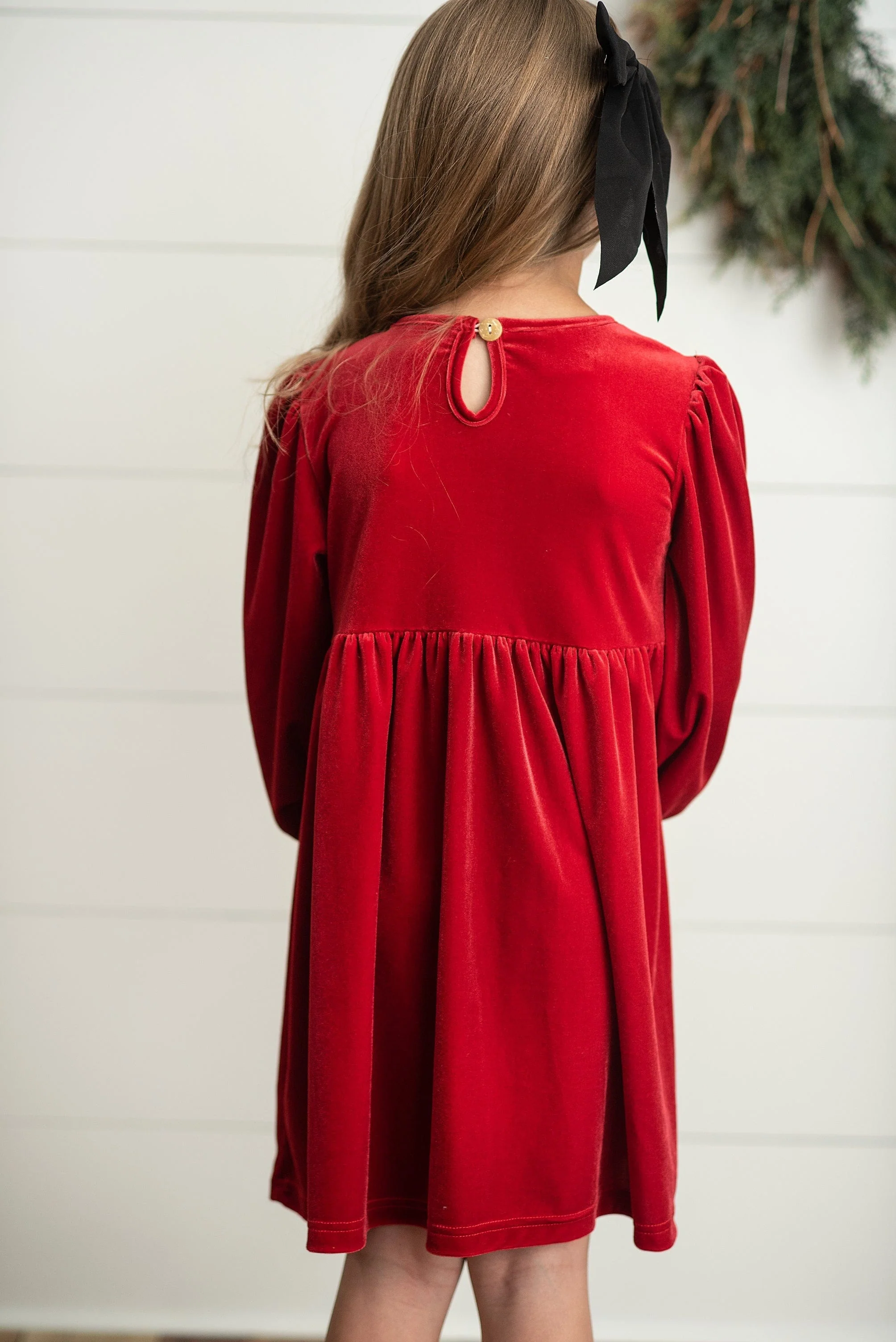 Santa Smocked Velvet Dress - Image 4