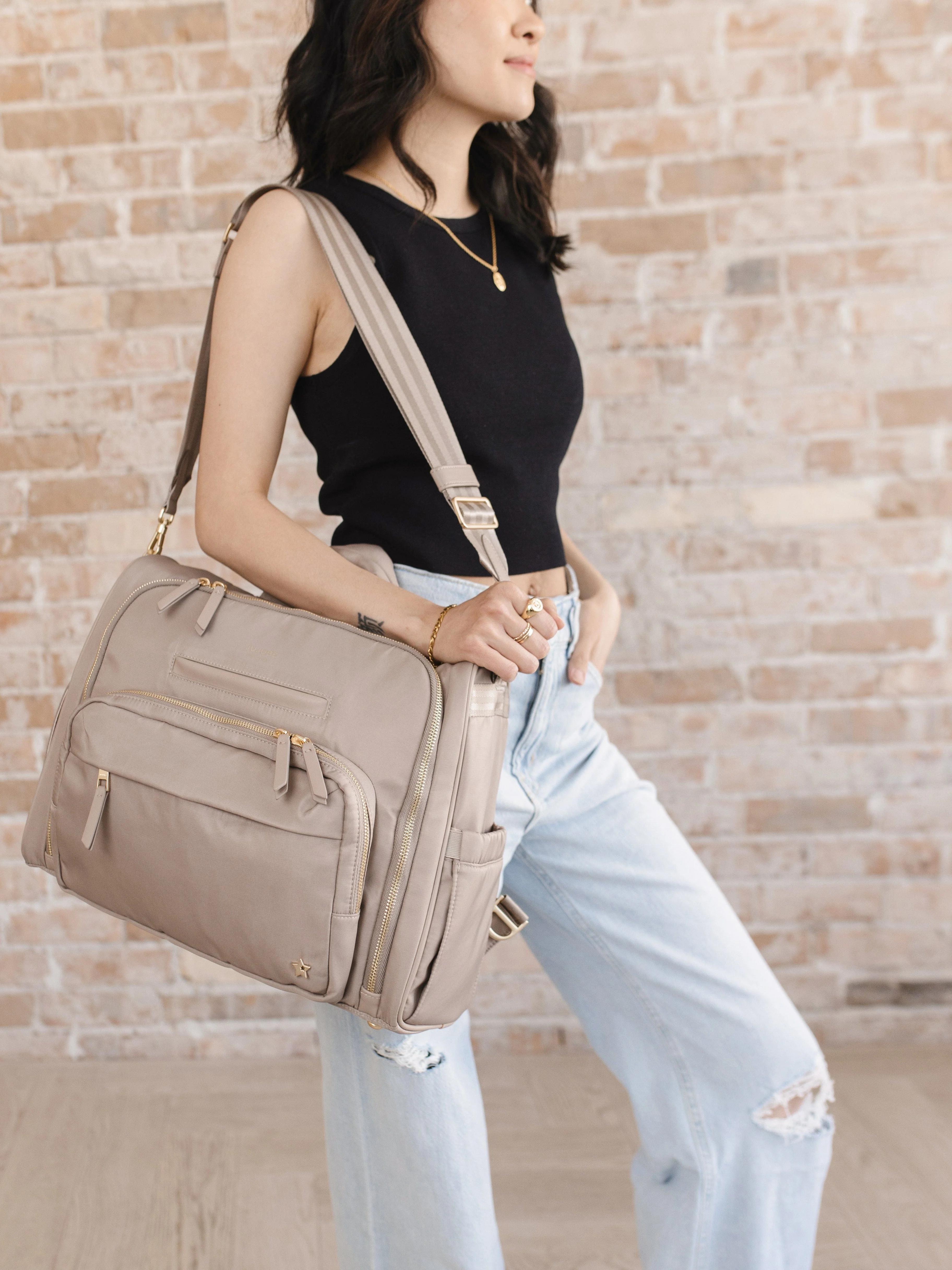 Satchel Diaper Bag - Taupe - Image 7
