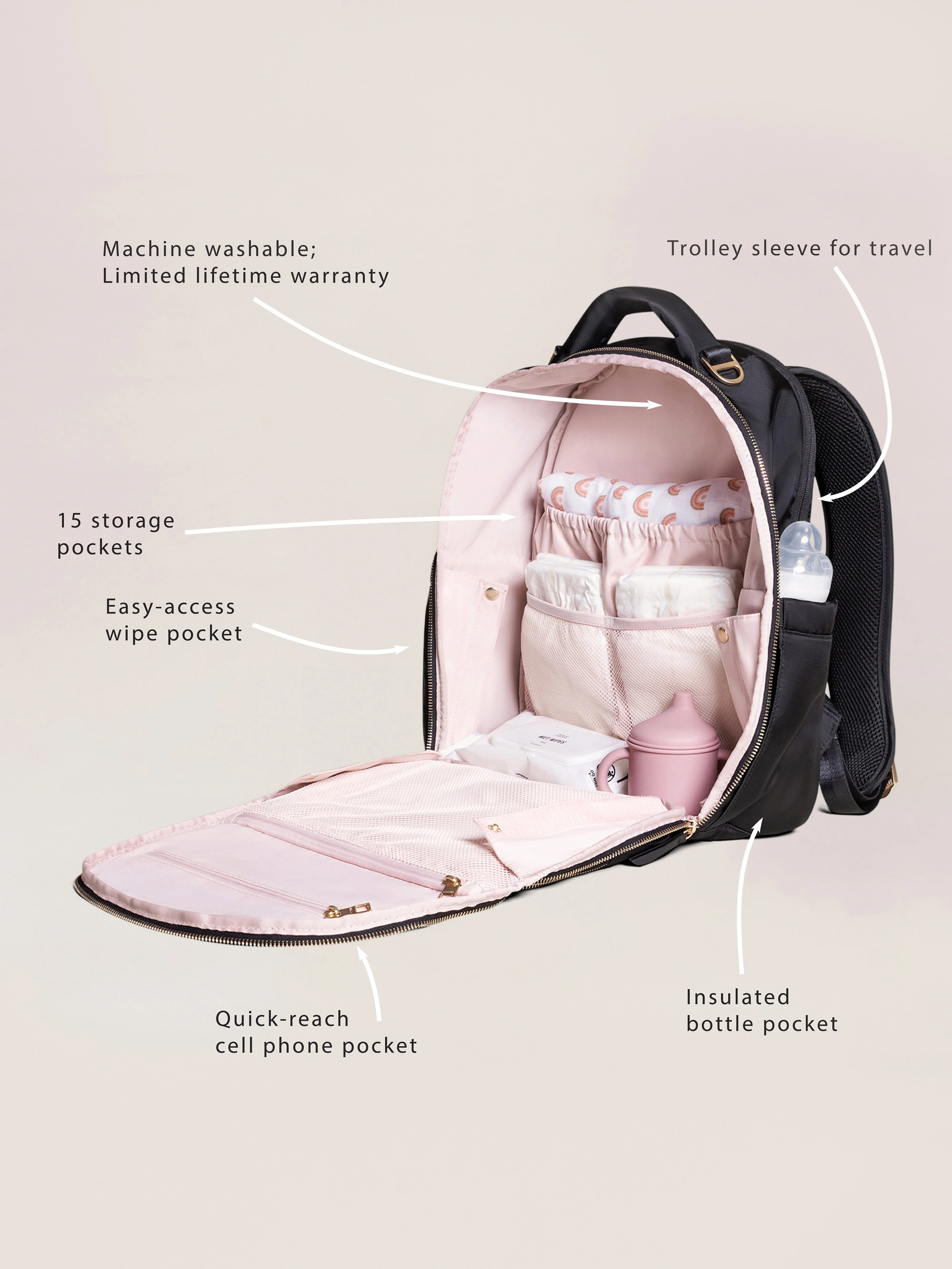 Sazan + JuJuBe Classic Diaper Backpack - Paisley Floral - Image 3