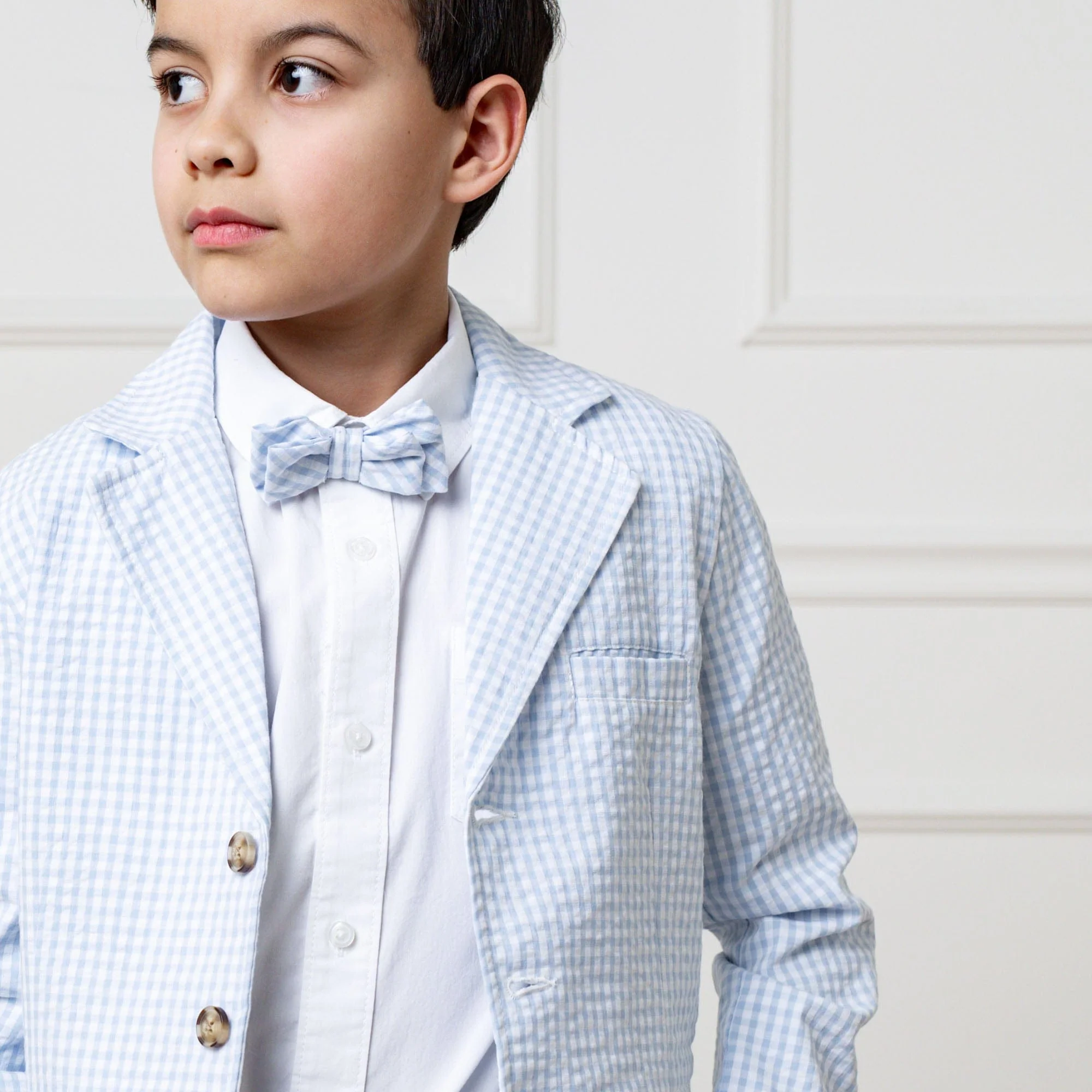 Seersucker Bow Tie - Classic Blue Gingham - Image 2