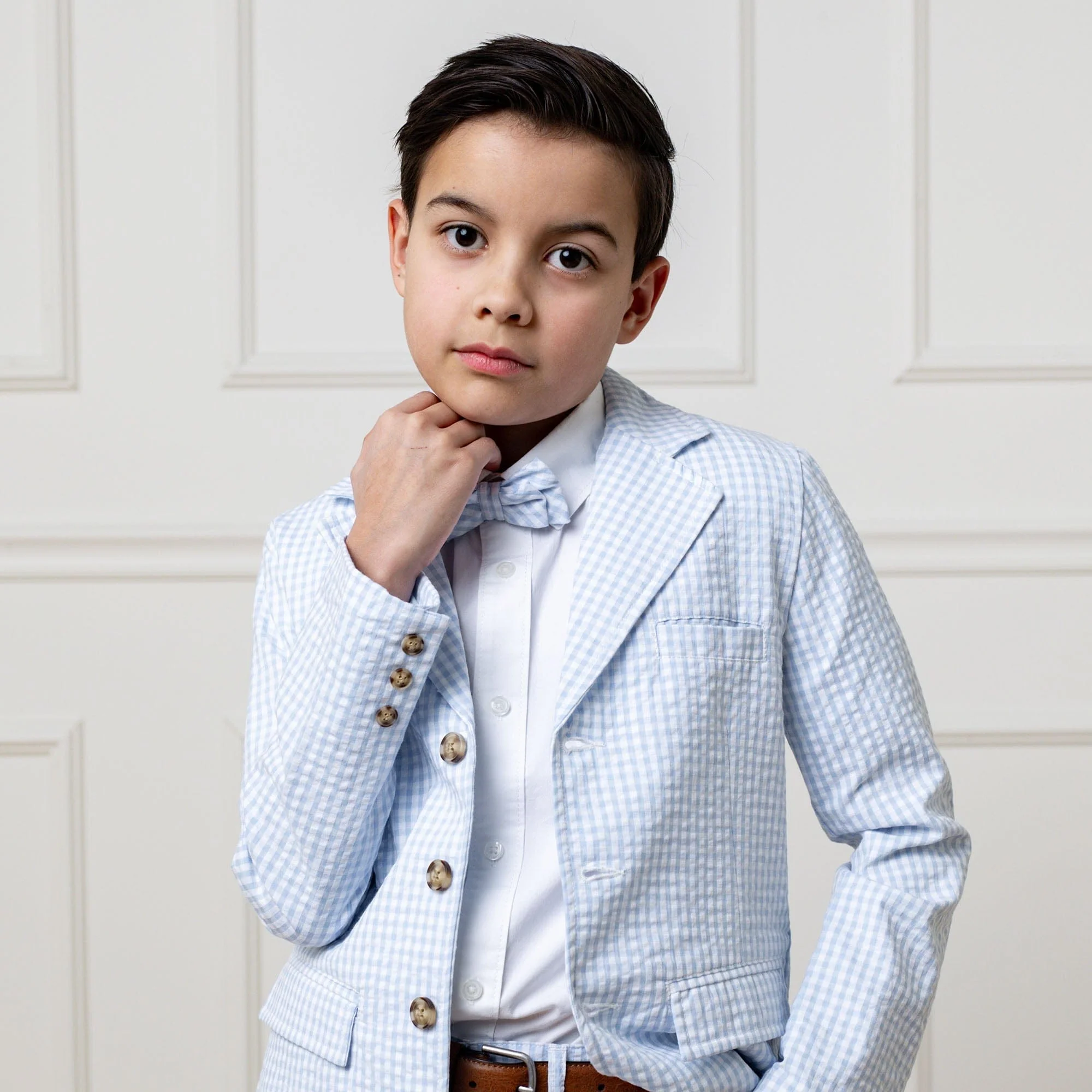 Seersucker Bow Tie - Classic Blue Gingham - Image 3