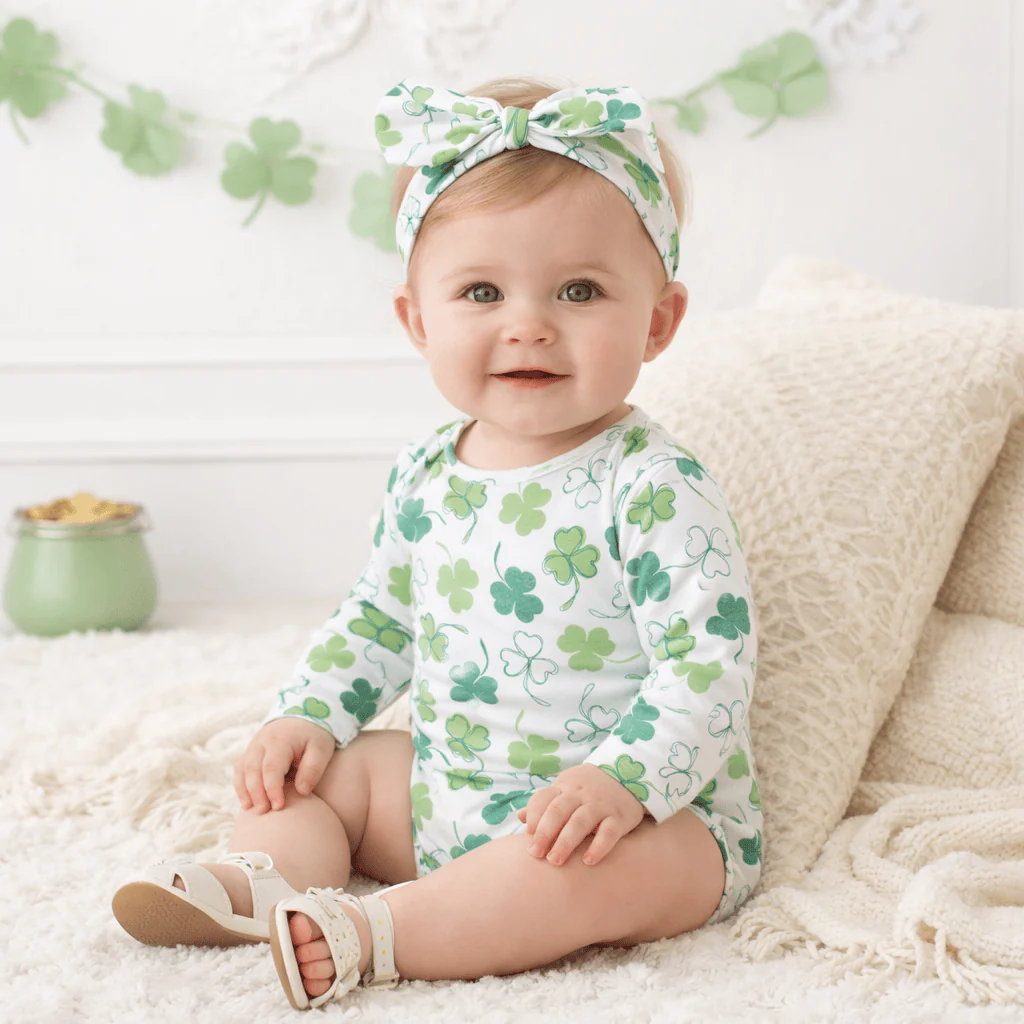 Shamrock Baby Bodysuit - Soft Bamboo Irish Charm - Image 2