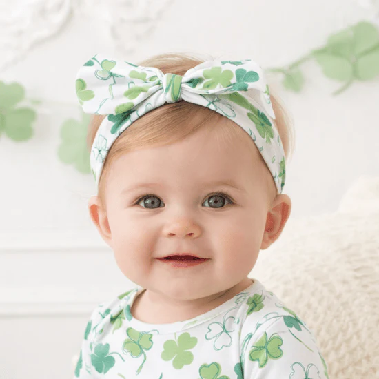 Shamrock Baby Headband  - Adjustable Bamboo Bow - Image 2