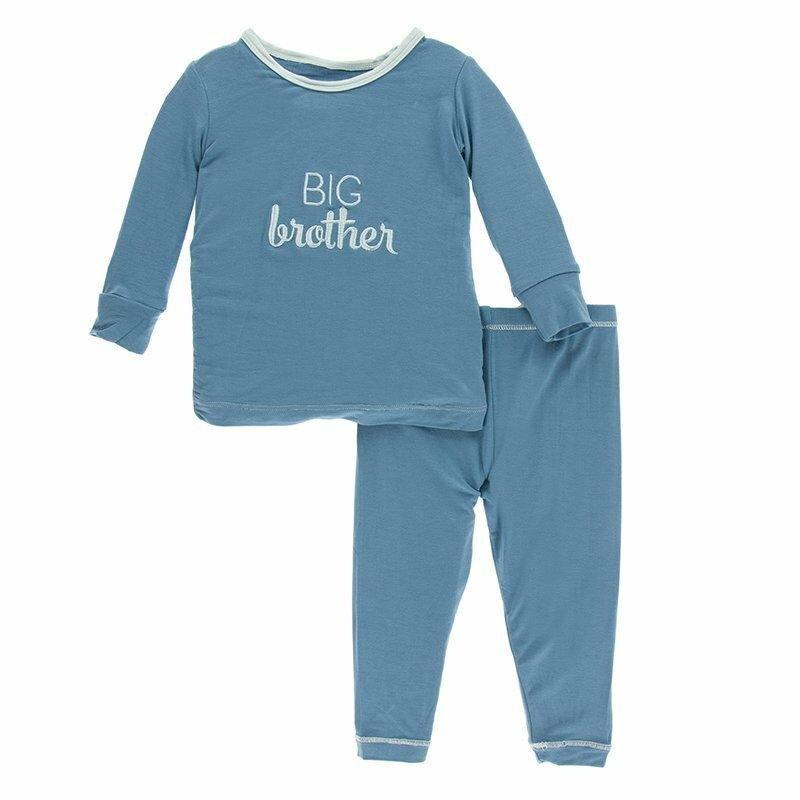 Bamboo Short Sleeve Applique Pajama Set - Blue Moon Big Brother (21S1) - Image 3