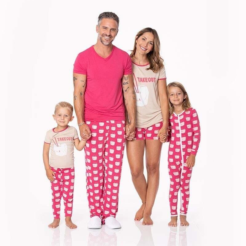 Bamboo Short Sleeve Graphic Tee Pajama Set - Cherry Pie Takeout - Image 2
