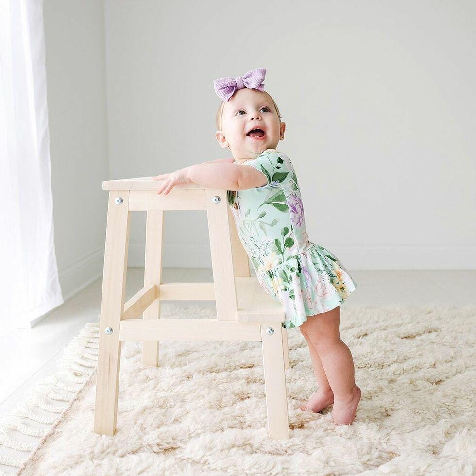 Bamboo Short Sleeve Henley with Twirl Skirt Bodysuit - Erin (Floral) - Image 3