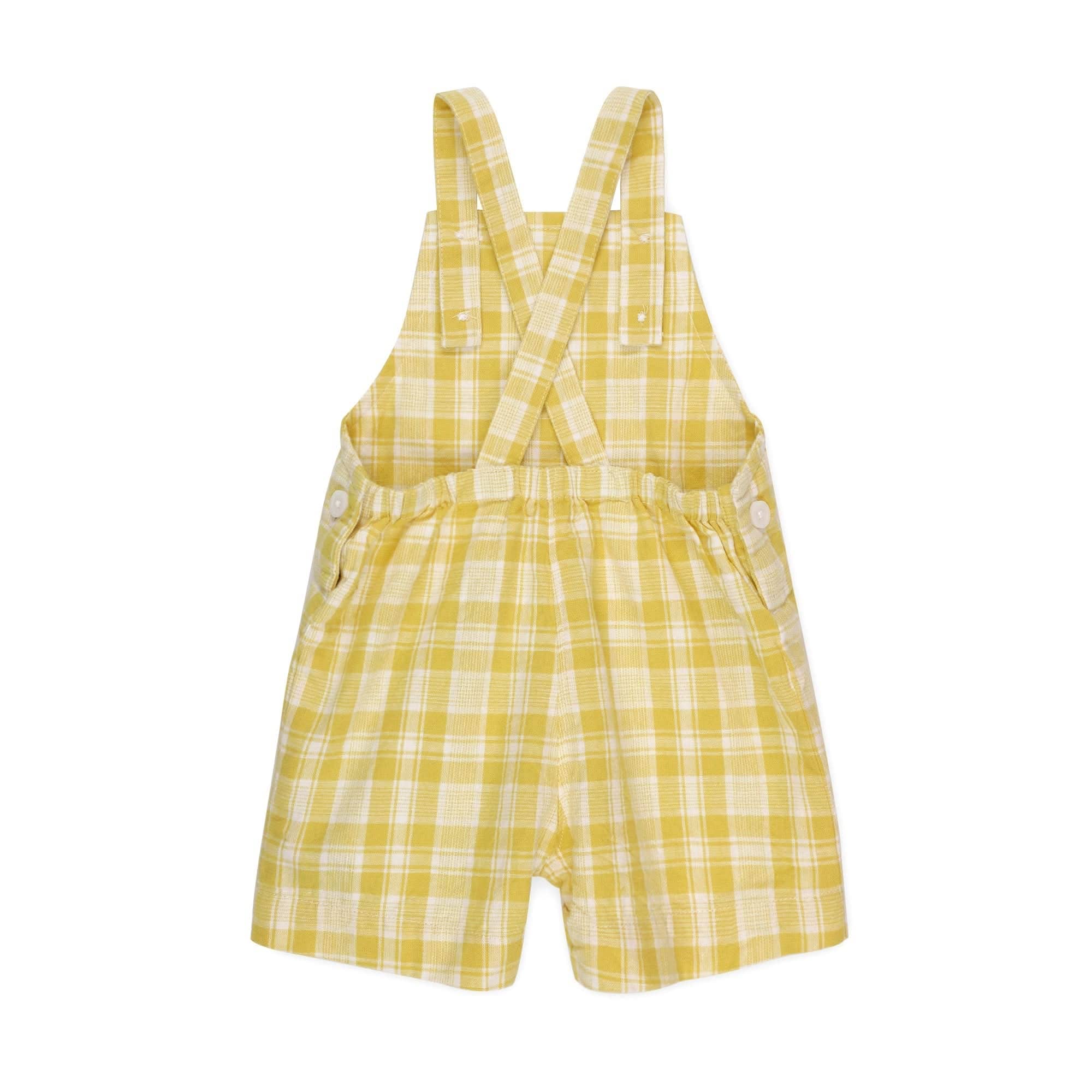 Shortie Overall Romper - Yellow Plaid Linen - Image 4
