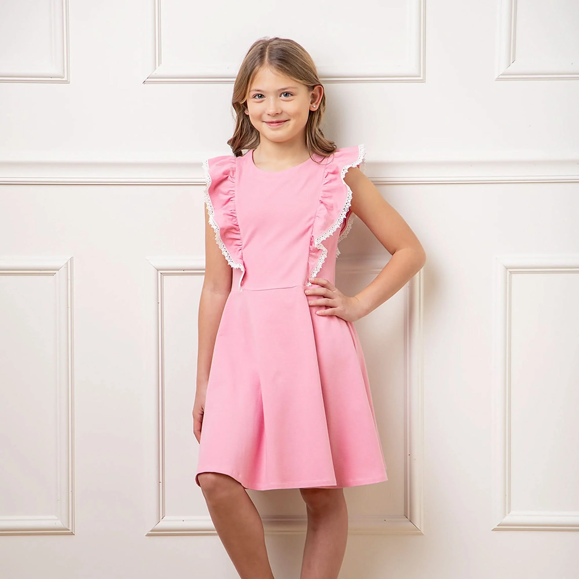 Sleeveless Organic Knit Pinafore Dress - Classic Pink - Image 2