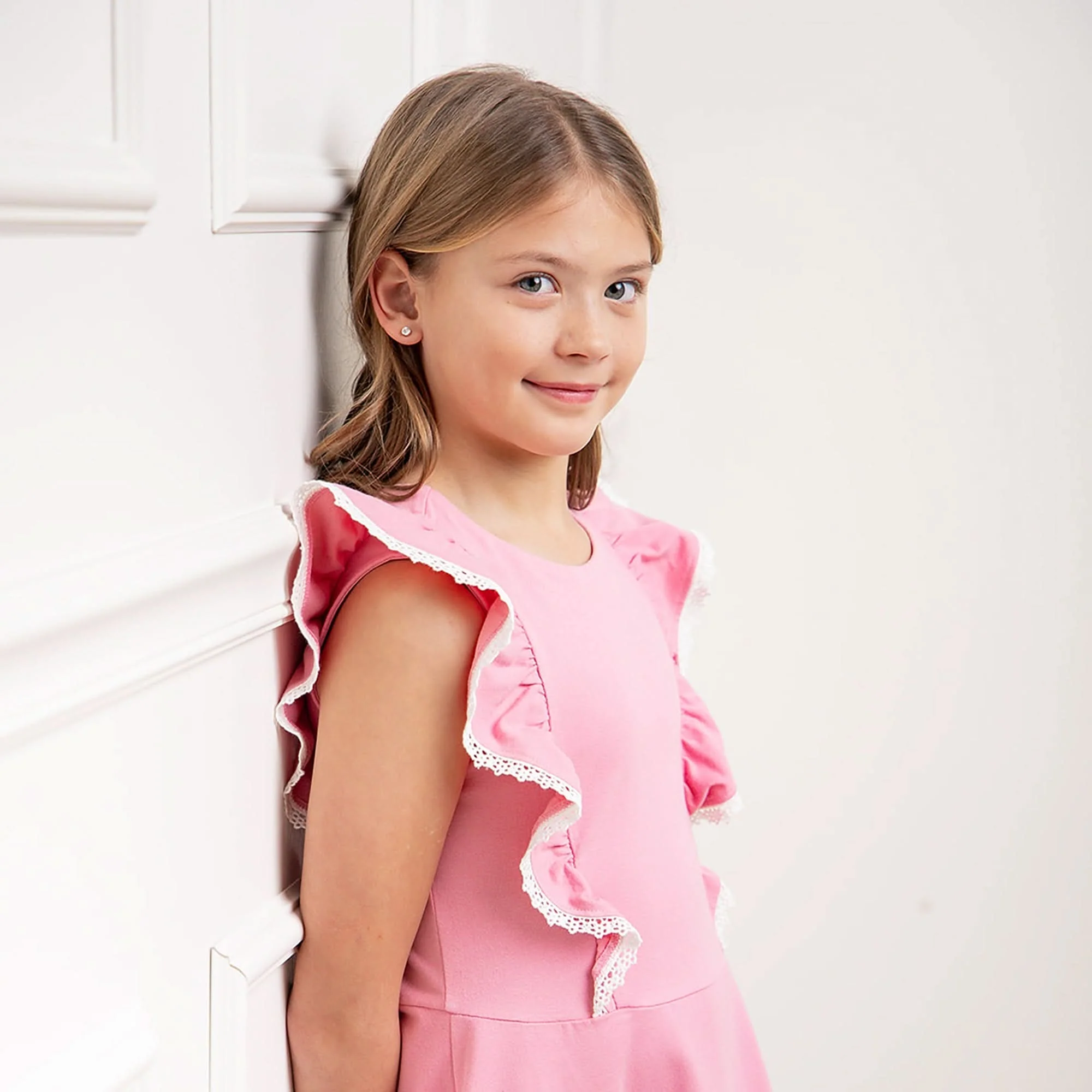 Sleeveless Organic Knit Pinafore Dress - Classic Pink - Image 3