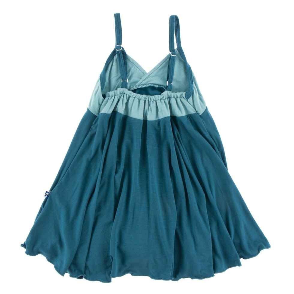 Solid Bamboo Cancun Spaghetti Strap Dress - Glacier with Oasis - Image 2