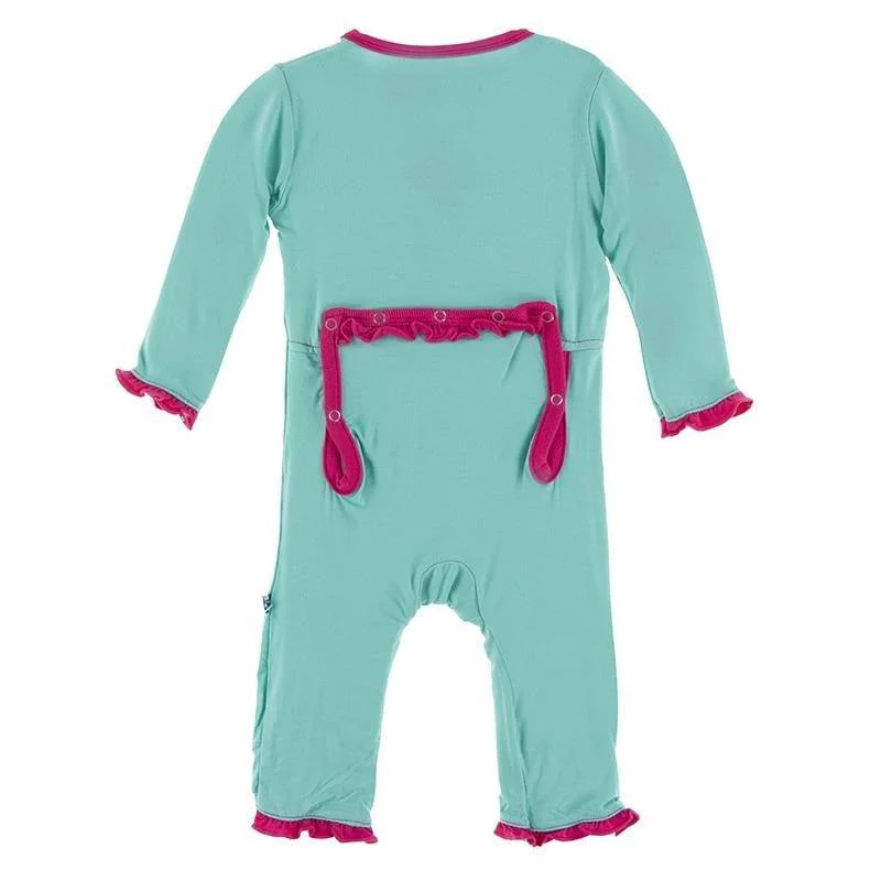 Solid Bamboo Classic Ruffle Coverall with Zipper (21S1) - Glass with Prickly Pear - Image 2