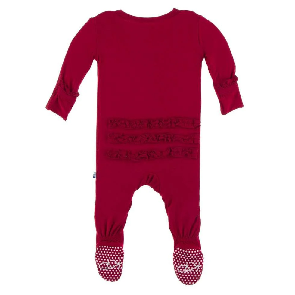 Solid Classic Ruffle Footie with Snaps - Crimson WC20 - Image 2