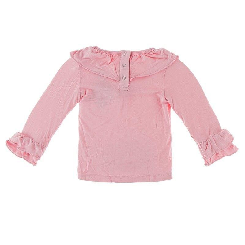 Solid Bamboo Long Sleeve Kimono Double Ruffle Outfit Set - Lotus - Image 2