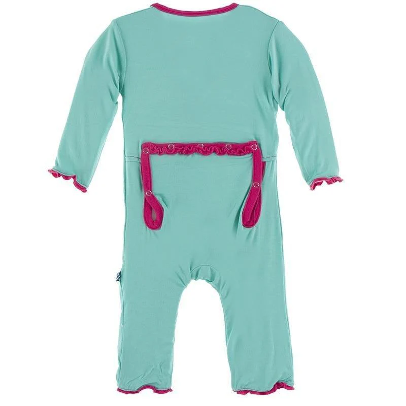 Solid Bamboo Muffin Ruffle Coverall with Zipper (21S1) - Glass with Prickly Pear (21S1) - Image 2